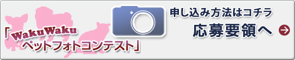 「WakuWaku ペットフォトコンテスト」申し込み方法はコチラ。応募要領のページへ